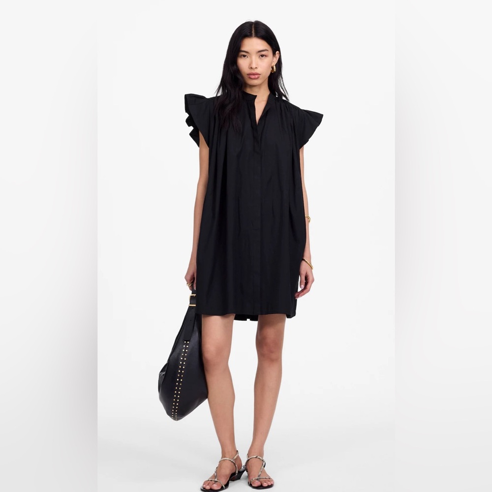 Madewell Flutter Sleeve Button-Front Mini Dress in Poplin